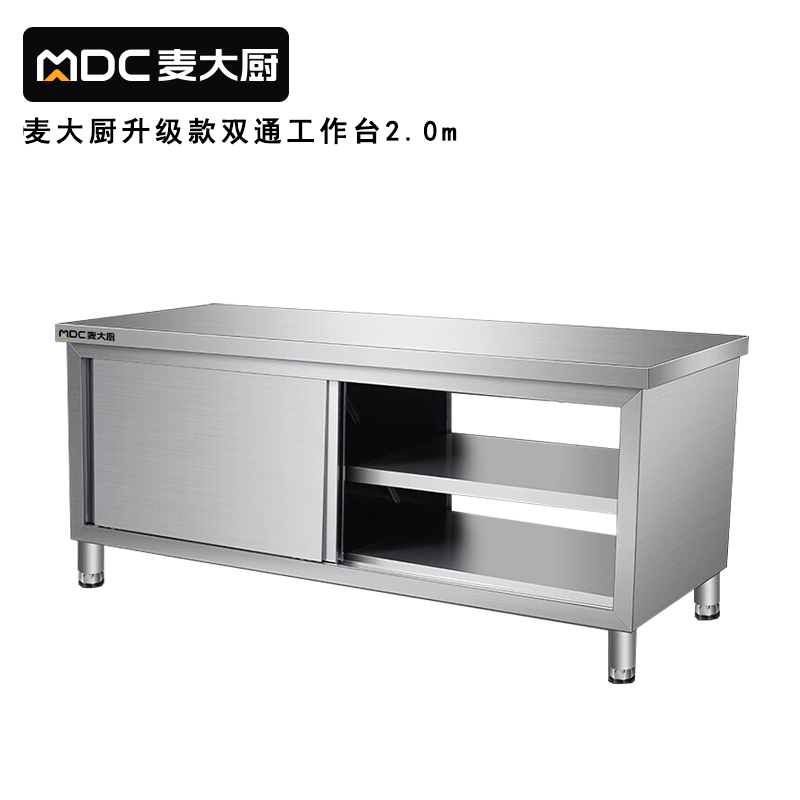 快三导师带计划赚钱2.0m升级款不锈钢工作台双通工作台带靠背