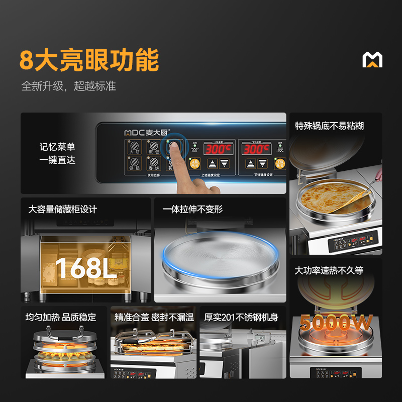 快三导师带计划赚钱商用电饼铛大型柜式电脑款铁/铝锅双面加热